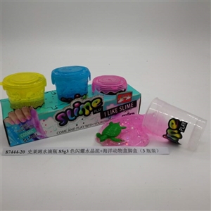 Slime water bottle g3 85 colors shining crystal mud Marine animals box foot box (3 bottles) - OBL750734
