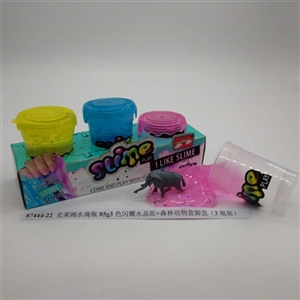 Slime water bottle g3 85 colors shining crystal mud forest animals box foot box (3 bottles) - OBL750736