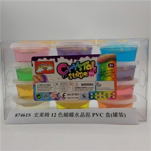 Slime 12 color crystal butterfly mud PVC box (12 cans) - OBL750776