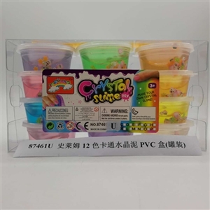 Slime 12 color cartoon crystal mud PVC box (12 cans) - OBL750778