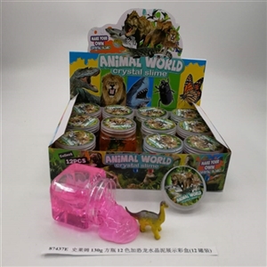 Slime 130 g square bottle 12 color and crystal mud dinosaur show color box (12 cans) - OBL750814