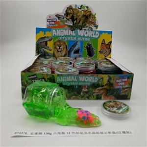 Slime 130 g hexagonal bottle 12 color and insects crystal mud display color box (12 cans) - OBL750821