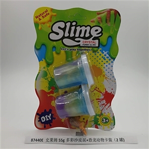 史莱姆55g多彩沙皮泥+恐龙动物卡装（2罐) - OBL750885