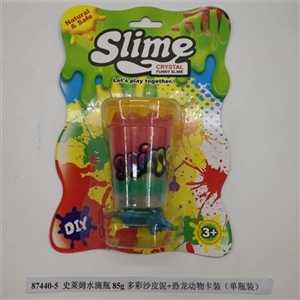 史莱姆水滴瓶85g多彩沙皮泥+恐龙动物卡装（单瓶装） - OBL750893