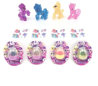 High-grade double-sided color design blister plastic crystal Ma Baoli 4 colors mixed with stickers - OBL751578