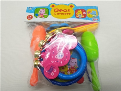 Cartoon drum hammer hand bell hand on sand - OBL755742