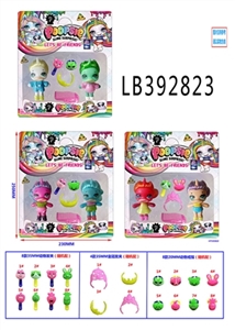 3.5寸搪胶款独角兽娃娃2只公仔+配件卡装，3款混仿真植发头 - OBL756582