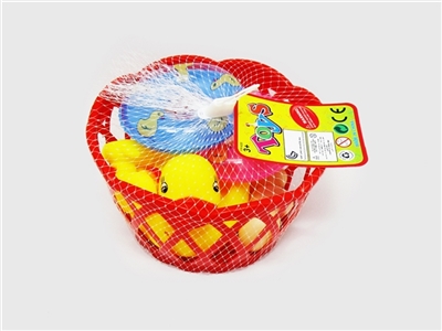 The child mother duck swimming laps - OBL756631