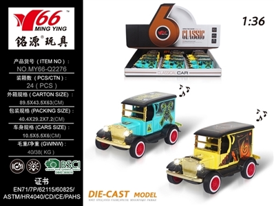 1:36 Q版福特敞篷2开门回力带灯光音乐合金车1款2色混装 - OBL757912