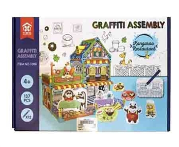 Graffiti assemble food floor - blue - OBL760456