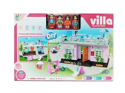 七彩灯光DIY别墅配公仔家具 - OBL761044