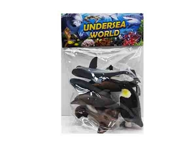 Sharks. Whales, dolphins, penguins. Sea lions. Walrus - OBL761270