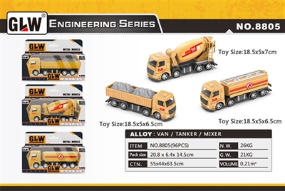 At 1:55 alloy oil tank truck, van, truck mixer assortments - OBL762150