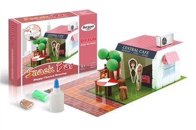 DIY scene building gypsum coloured drawing or pattern - coffee shop - OBL762432