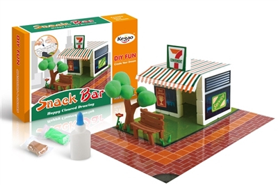 DIY scene building gypsum coloured drawing or pattern - a convenience store - OBL762434