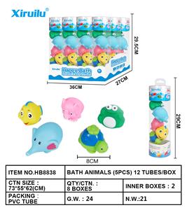 环保喷水动物五只装PVC圆筒   （一展示盒12条） - OBL764451