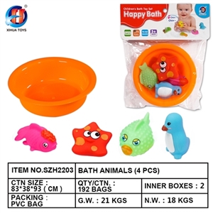 环保哨子动物四只装配圆形浴盆        （2款混装） - OBL764506