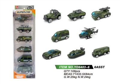 Slide 6 pack alloy military car (8 car) - OBL765701