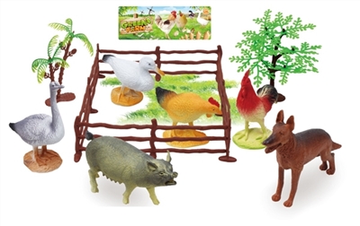 6 5 inch poultry animals with tree suits - OBL766929