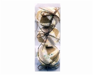 3只装7.7CM宽泡沫麻布球加花边 - OBL770874