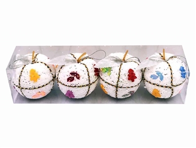 6CM宽4只装1盒泡沫苹果加靓片加彩绳 - OBL770888