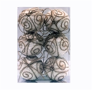 6只装1盒6CM宽白挂球加麻绳 - OBL770911