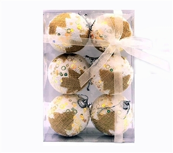 6只装1盒6CM宽白泡沫球加麻布 - OBL770912