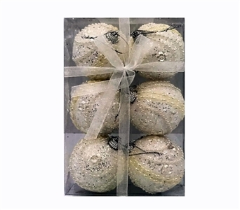 6只装1盒6CM宽白泡沫球加珠链 - OBL770913