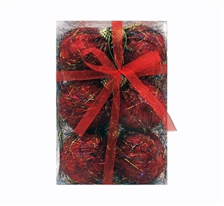 6CM宽红泡沫球加彩丝6只装1盒 - OBL770915