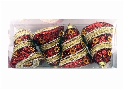 4只装1盒泡沫红铃铛加彩带6.4CM宽 - OBL770927