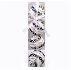 7CM宽4只装1盒白泡沫球加蓝珠片 - OBL770928