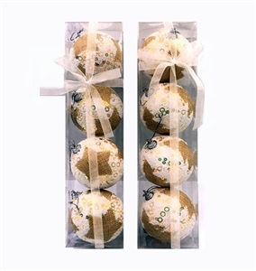 6.8CM宽4只装1盒白泡沫球加麻布 - OBL770929