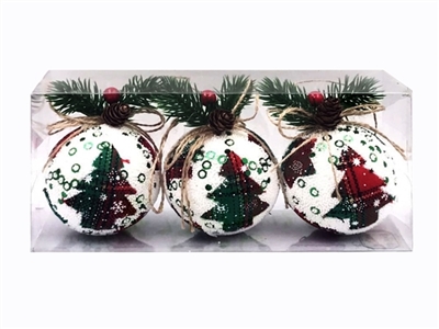 3只装1盒7.7CM宽加绿叶加果子加彩布白色泡沫球 - OBL770936