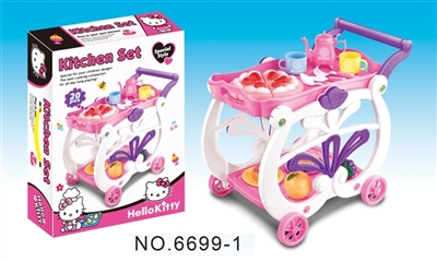kt猫餐具推车配蛋糕面包可切水果 - OBL771340