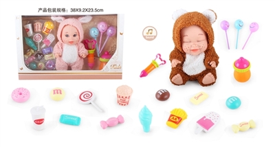 9 inch doll with 6 sound IC parts with candy food 19 samples - OBL771778