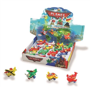 Cartoon plane 16 mixed (soft rubber lining plastic aircraft wheel base and pull-back motor) 16 PCS/b - OBL773906