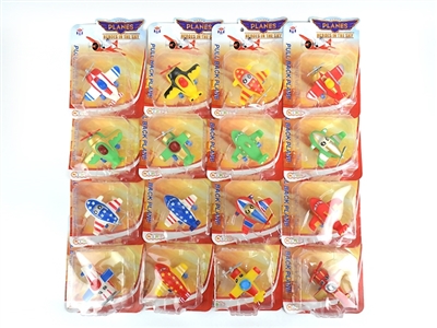 Cartoon plane 16 mixed (soft rubber lining plastic aircraft wheel base and pull-back motor) 1 PCS/pi - OBL773907