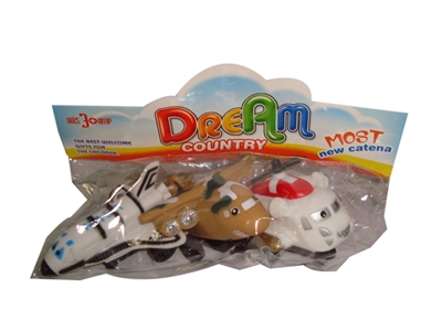 Military cartoon plane three conventional (soft rubber lining plastic aircraft wheel base and pull-b - OBL773914