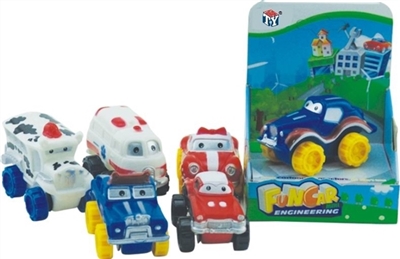 Cartoon city car six conventional (soft rubber lining design plastic wheel sliding function) 1 PCS/b - OBL773982