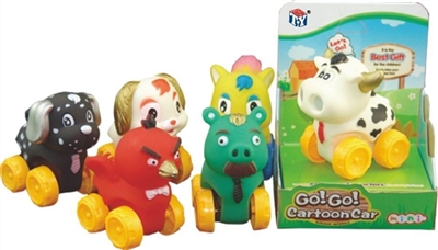 Six cartoon animals with slide whistle BB conventional (lining plastic soft rubber plastic wheels wi - OBL774021