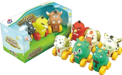 Six cartoon animals bring whistle BB map (54 * 39) (lining plastic soft rubber plastic wheels with s - OBL774022