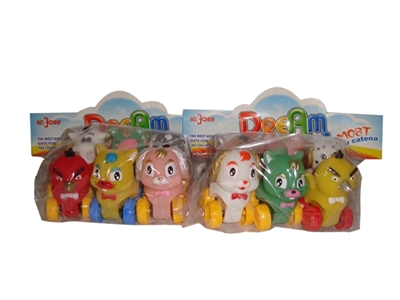 Six cartoon animals with slide whistle BB conventional (lining plastic soft rubber plastic wheels wi - OBL774023