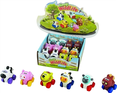 Cartoon animal series six conventional (soft rubber lining plastic slide wheel function) 12 PCS/cart - OBL774028