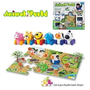 Slide 6 only 1 set of cartoon animals puzzle (24 PCS / 86 * 58) eight small accessories - OBL774032