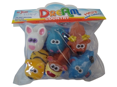 Cartoon animal series six conventional (soft rubber lining plastic slide wheel function) 6 PCS/bag - OBL774036
