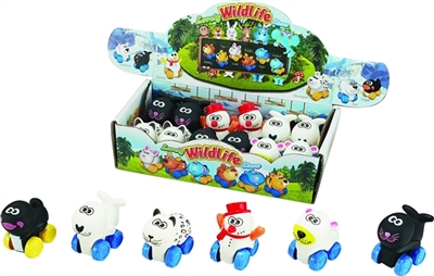 Cartoon animal series six conventional (soft rubber lining plastic slide wheel function) 12 PCS/cart - OBL774037