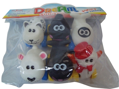 Cartoon animal series six conventional (soft rubber lining plastic slide wheel function) 6 PCS/bag - OBL774040