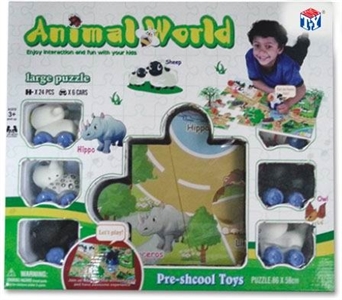 Slide 6 only 1 set of cartoon animals puzzle (24 PCS / 86 * 58) eight small accessories - OBL774041