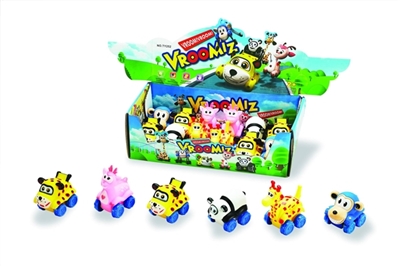 Cartoon animal series 5 conventional (soft rubber lining plastic slide wheel function) 12 PCS/carton - OBL774042