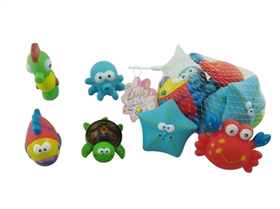 Six ocean water animals (lining plastic soft glue: take a shower wash water toys, put into the water - OBL774050